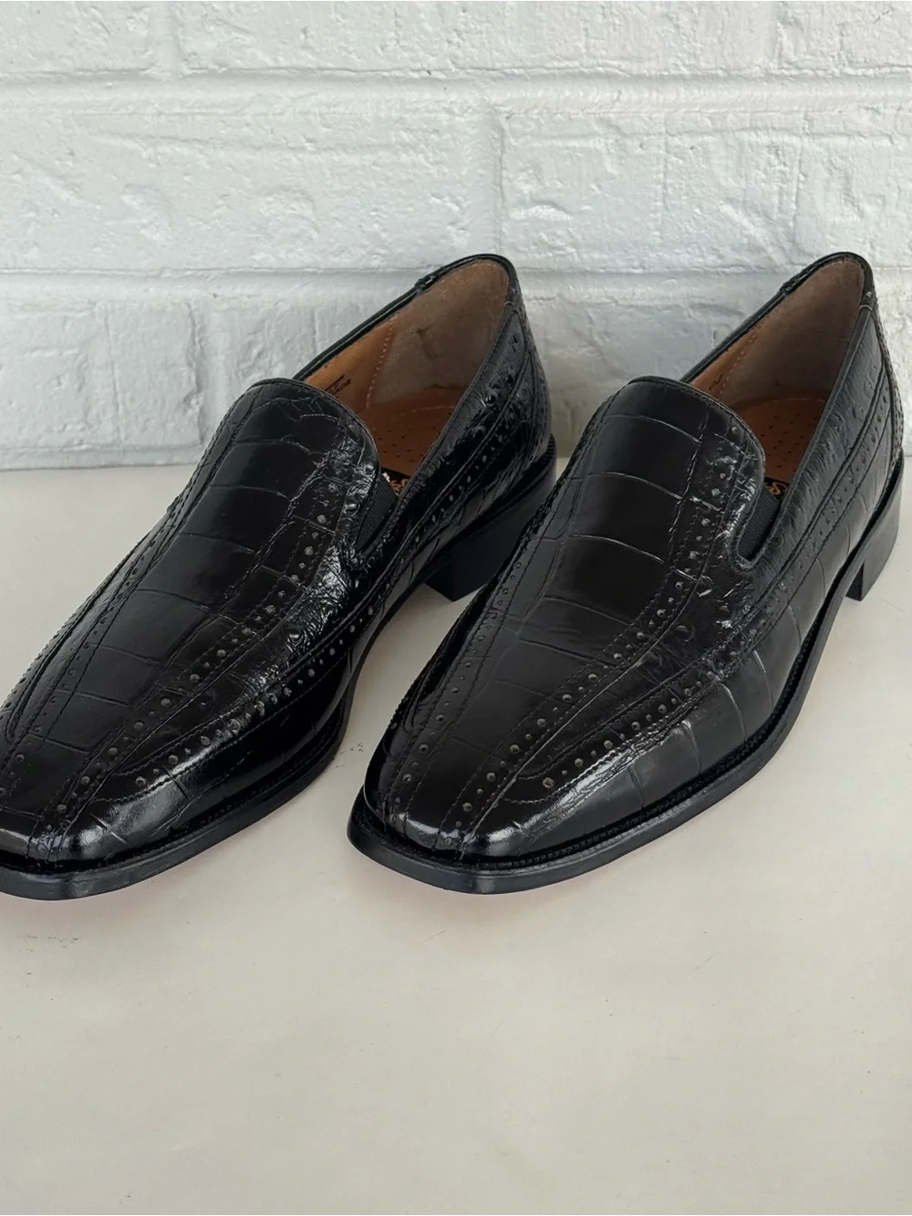 Stacy Adams Alligator Print Square Toe Loafers Men's 8